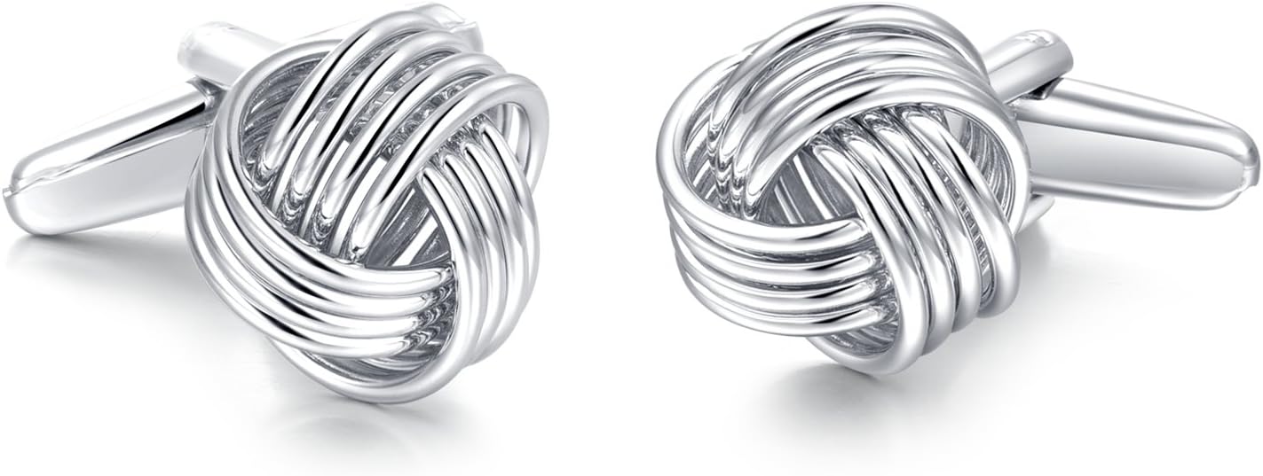 HONEY BEARTwist Knot Cufflinks - Stainless Steel for Men's Shirt Wedding Business Gift