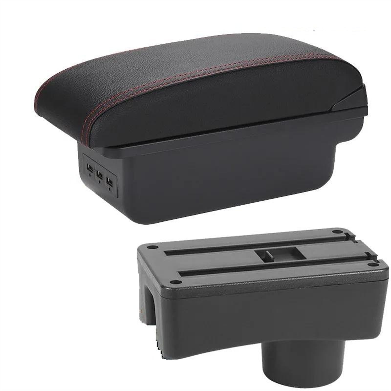 NOHEEU Car Center Console Storage Box Multifunctional Armrest Interior Accessories For Accent For Tagaz(B1 Black red 3USB)