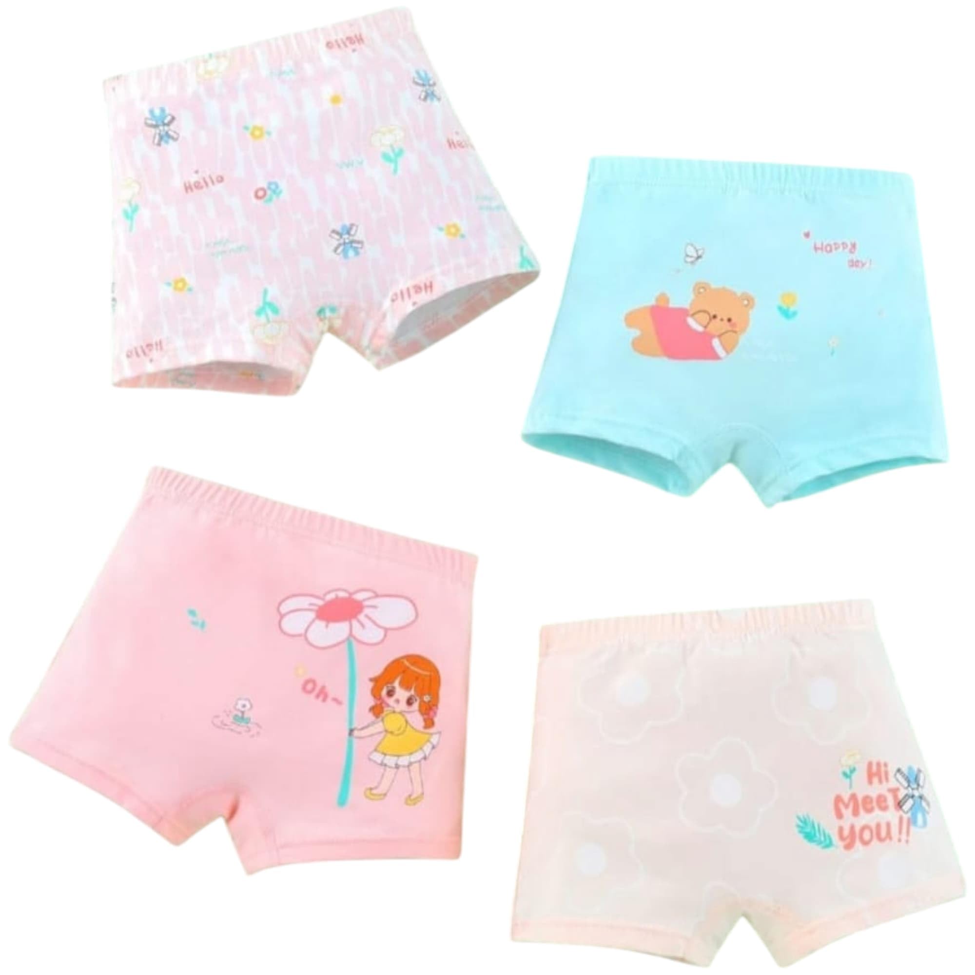 Tinnie Frenzy Girls' Premium Cotton Boxer Briefs – Soft Breathable Underwear, Multi-Pack (4,6,8 &10) with Fun Prints & Vibrant Colors (in, Age, 5 Years, 6 Years, Regular, 4, Multicolour) - Image 4 thumbnail