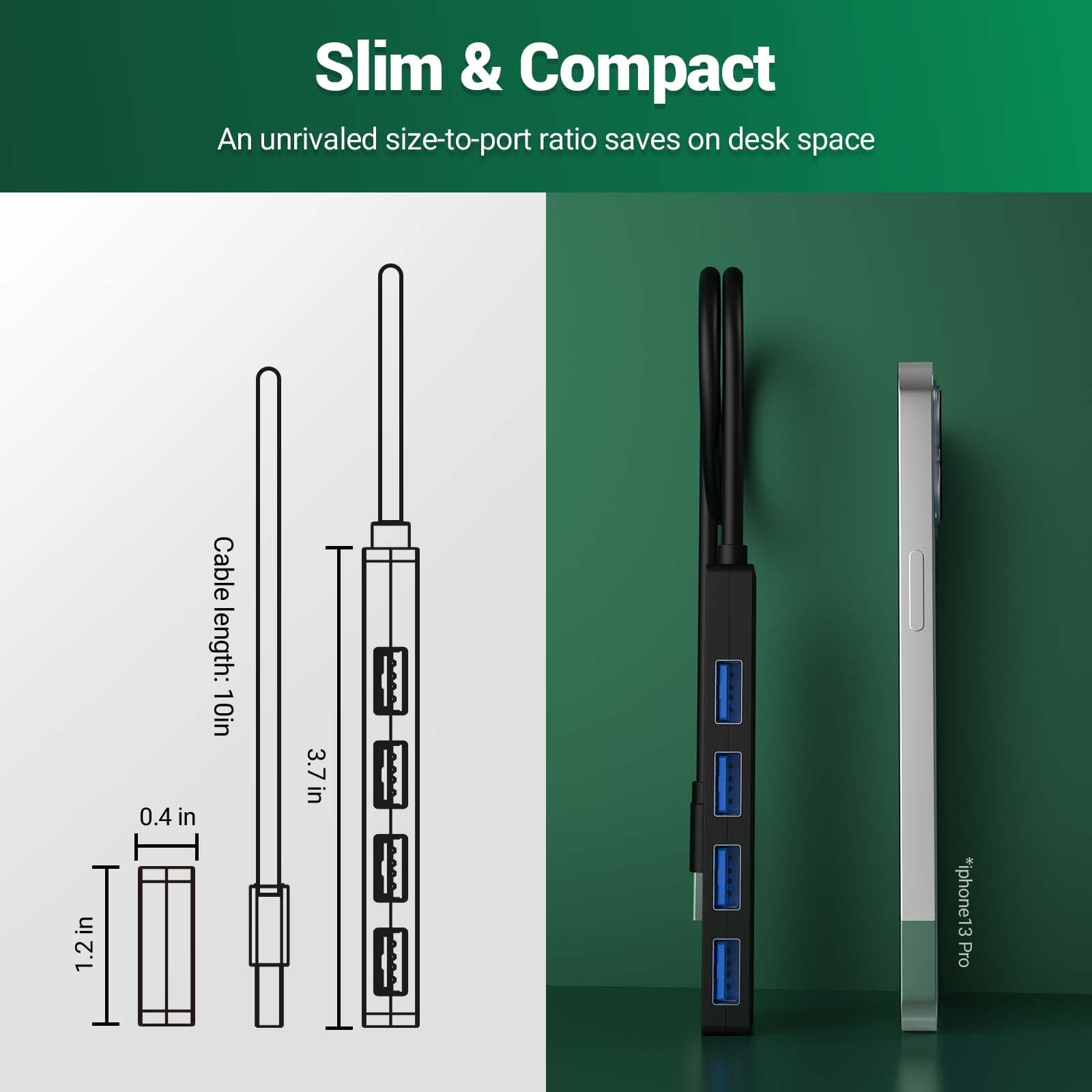 USB Hub 4 in 1 USB 3.0 Hub Ultra Slim USB Adapter USB Splitter USB 3.0 Hub with 4 USB 3.0 Port USB Splitter for MacBook, MacBook Pro/Air, Mac mini, iMac MacPro, Windows Laptops Surface Pro, XPS