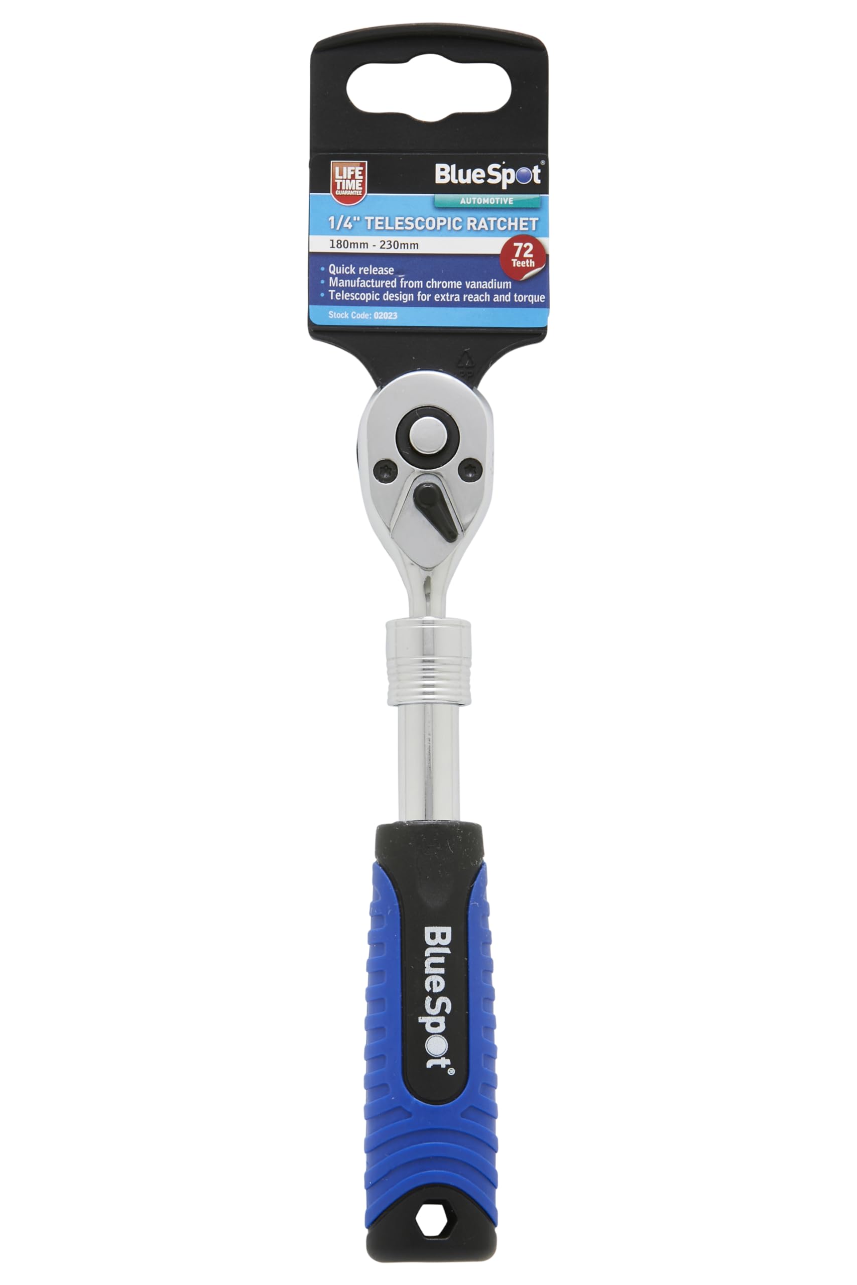 Blue Spot Tools - 1/4"" Telescopic Ratchet (180mm-230mm) (72 Teeth)
