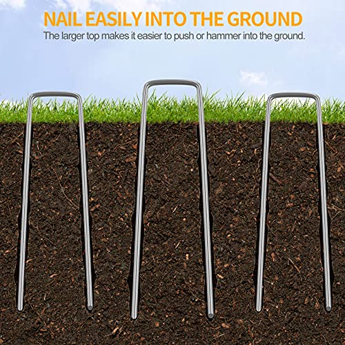 WAENLIR 6 inch 100 Pack Garden Staples Galvanized Landscape Stakes, Heavy Duty Fence Stakes Sod Pins for Securing Weed Fabric Barrier,Ground Cover, Artificial Turf,Dog Fence - Thumbnail 3