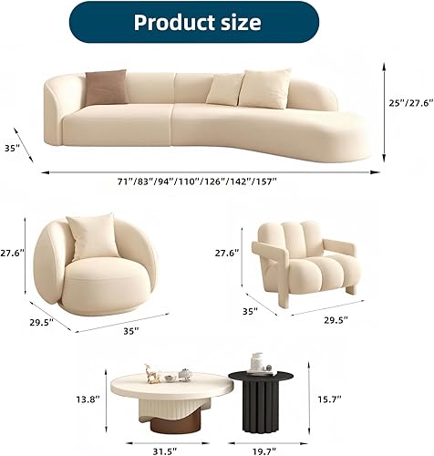 Miniatura 2 de Sofás seccionales para sala de estar - Sofá modular con mesa auxiliar y sillas, elegante y cómodo sofá nube, adecuado para reuniones familiares y