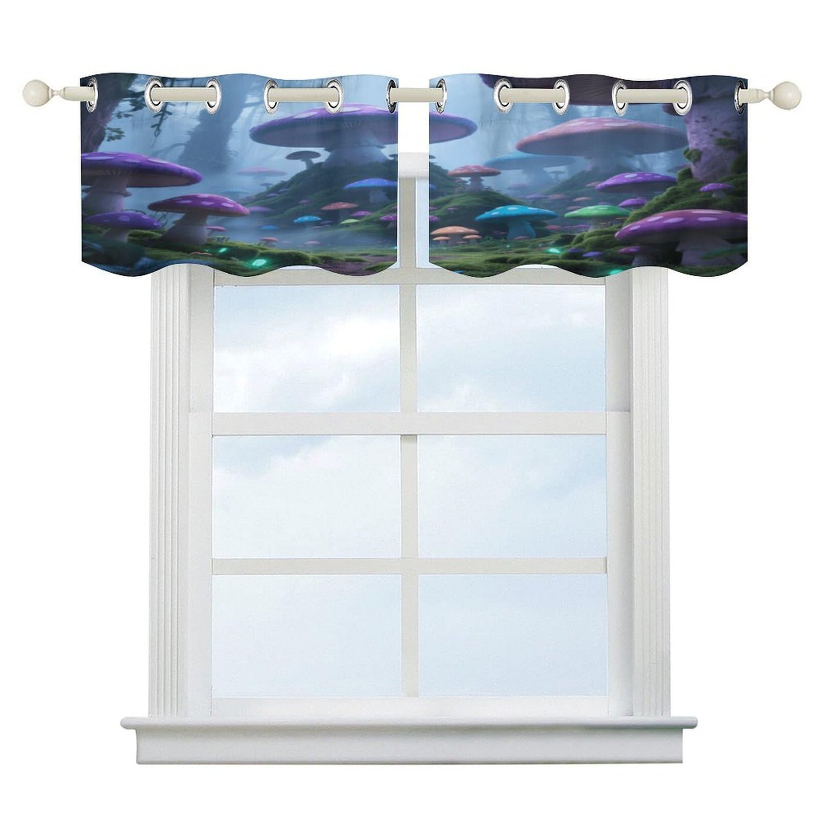 Fekiloot Style Mysterious Forest Short Curtains Valance Curtain