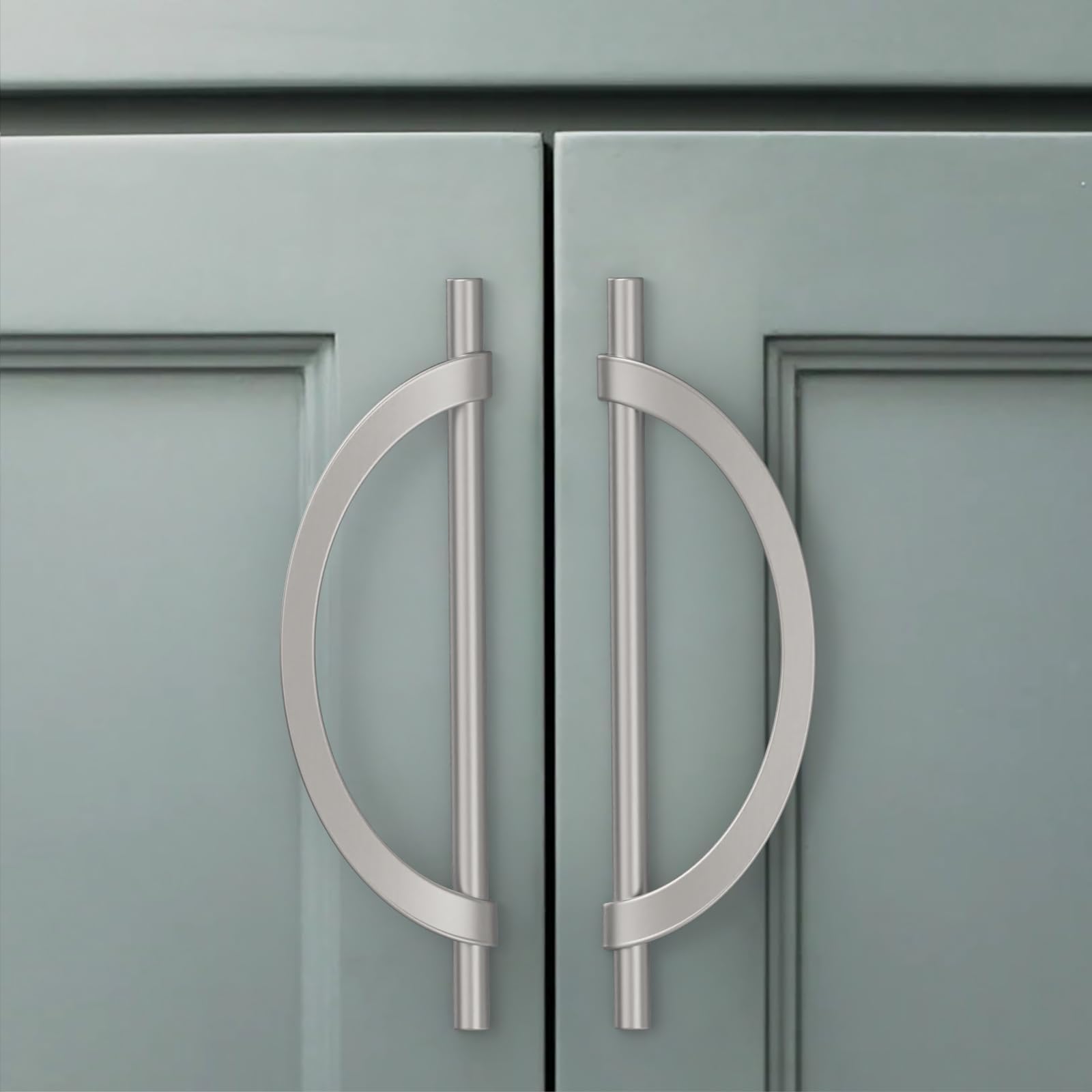 Amerdeco 10 Pack Brushed Satin Nickel Cabinet Pulls 192mm Hole Center Cabinet Hardware Kitchen Cabinet Handles for Bathroom Drawer Pulls Dresser Pulls AM027