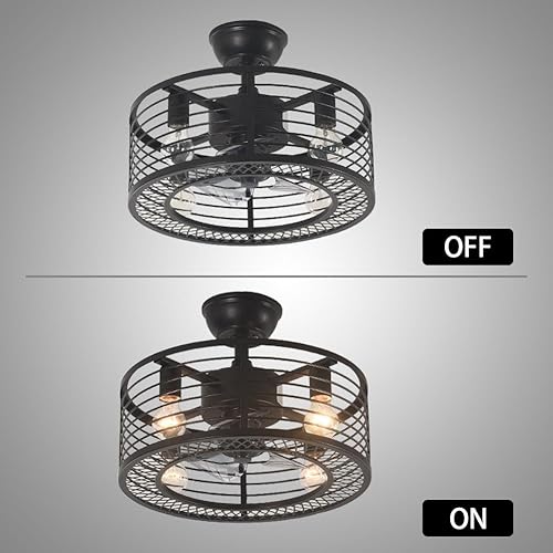 Miniatura 20 de A Million 18" Crystal Caged Ceiling Fan with Lights, Industrial Enclosed Ceiling Fan Light with Remote Control, 3 Speed Silent for Farmhouse