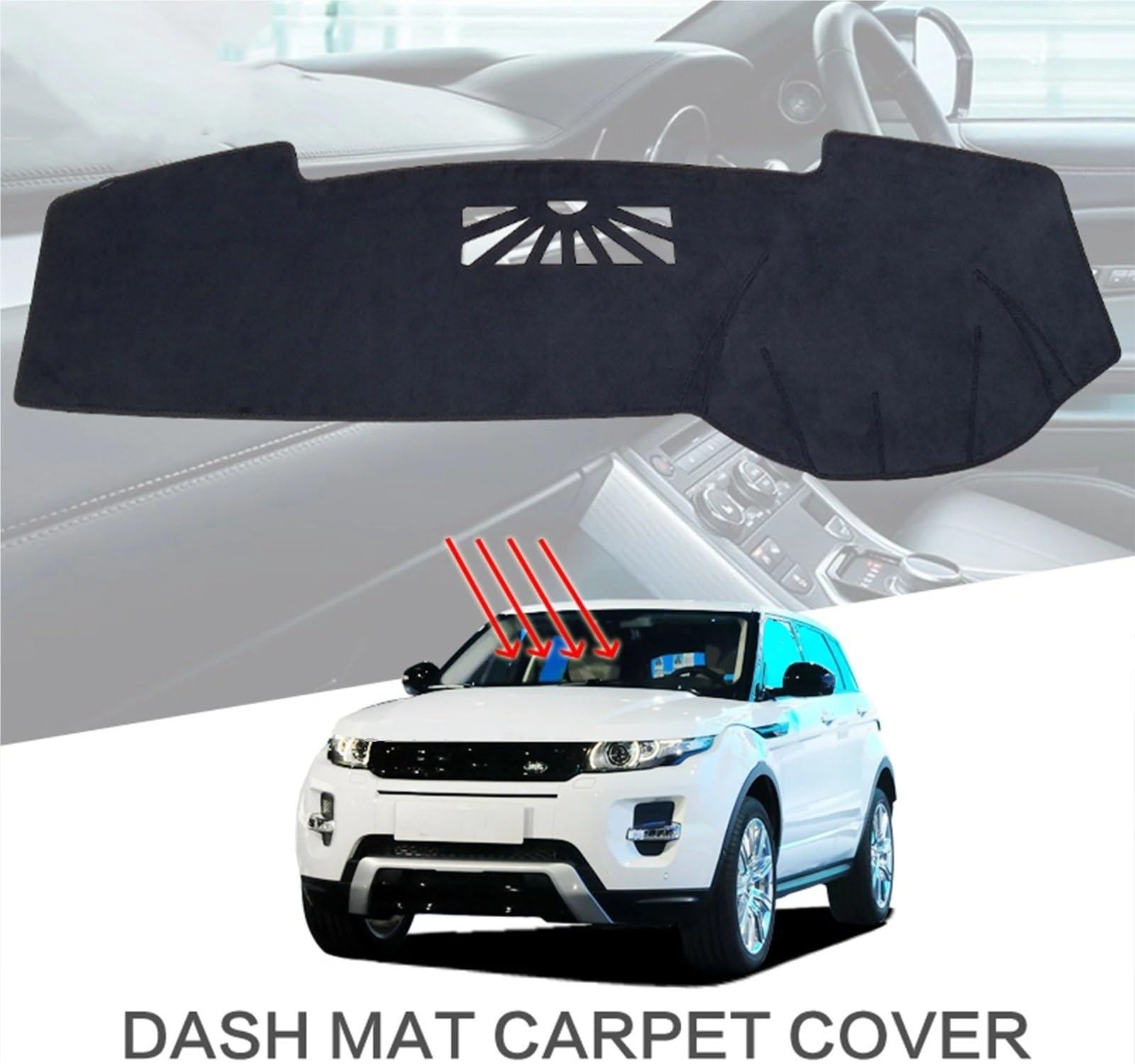 Tappetino Protettivo Parasole Per Cruscotto Auto Per Land Per Rover Per Range Per Rover Per Evoque 2011-2018 Copri Cruscotto(LHD BLACK)