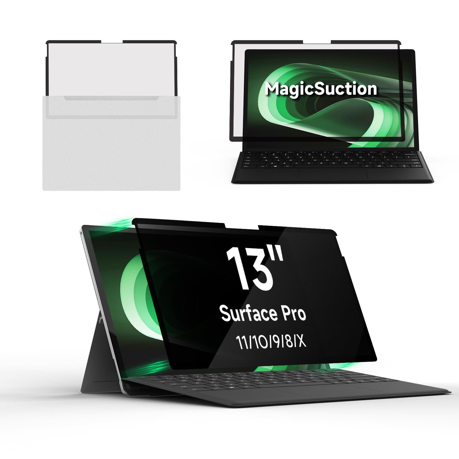Laptop Privacy Screen for 13inch Surface Pro 11/10/9/8/X, Removable Computer Screen Anti-Spy Filter Shield for Microsoft Surface Pro 13in