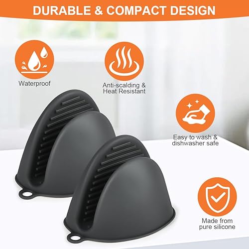 Miniatura 3 de AUAUY 1 par de mini guantes de horno de silicona, resistentes al calor, lindos guantes de agarre para horno, agarraderas pequeñas para cocina, par