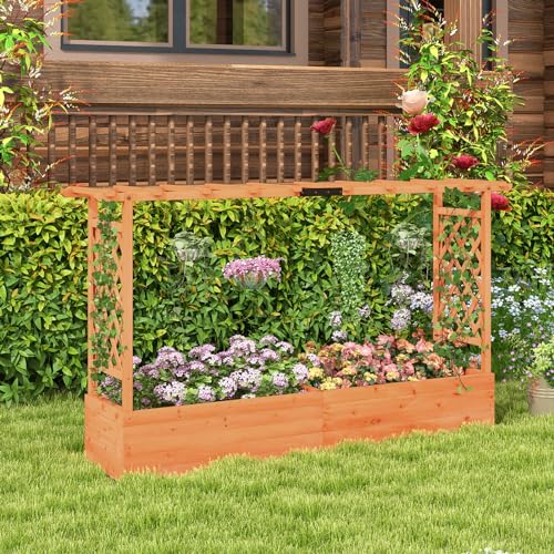 Giantex-Raised-Garden-Bed-with-2-Sided-Trellis-Hanging-Roof-Fir-Wood-Planter-Box-wDrainage-Holes-Bottom-Gaps-Freestanding-Garden-Planter-for-Flowers-Herbs-Climbing-Vines-79-x-175-x-45 Giantex Raised Garden Bed with 2 Sided Trellis Hanging Roof Fir Wood Planter Box wDrainage Holes Bottom Gaps Freestanding Garden Planter for Flowers Herbs Climbing Vines 79 x 175 x 45