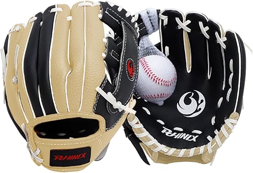 Miniatura 6 de PHINIX Guante de béisbol con pelota blanda para niños, juego y entrenamiento 21.6 cm-25.4 cm