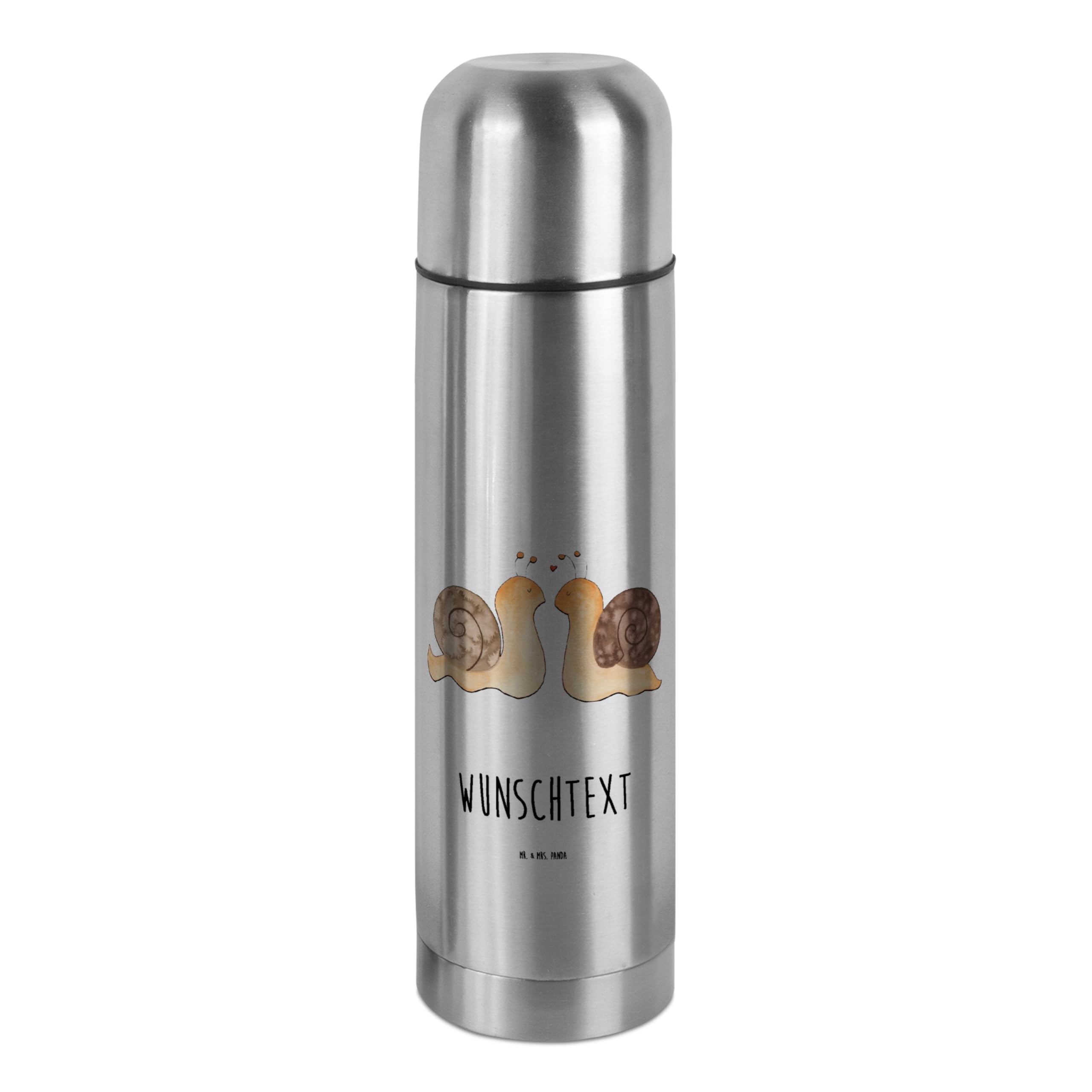 Mr. & Mrs. Panda Personalisierte Thermoskanne Schnecken Liebe 500 ml - Geschenke, Thermos mit Text, Gemeinsam, Träume, Zukunft, Pärchen, Namen, Personalisiert, Ehe, Jahrestag