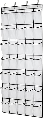 Vista 10 de Organizador de zapatos para colgar tras la puerta con 35 bolsillos grandes, estante para zapatos con bolsillos de malla, capacidad para colgar