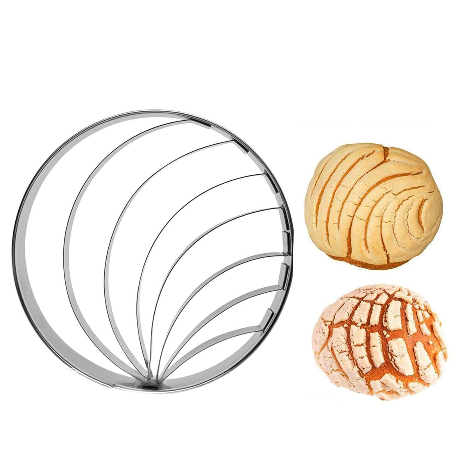 Ldabrye Pack of 5 Stainless Steel Conchae Cutter Food Grade Mexicans Bread Baking Molds Cookie Embossing Stamp for Household