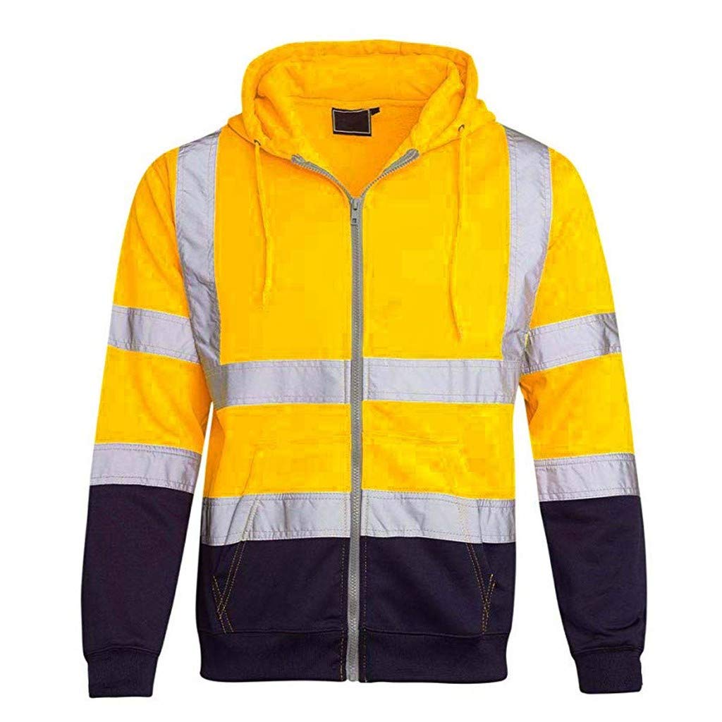Softshelljacke Für Herren Arbeitsjacke Mit Kapuze Reflektierende Outdoor | Arbeitsjacke Herren Softshell Mit Reissverschluss Reflektierende Warnjacke Sicherheitswarnjacke Kapuzenjacke Mantel Männer