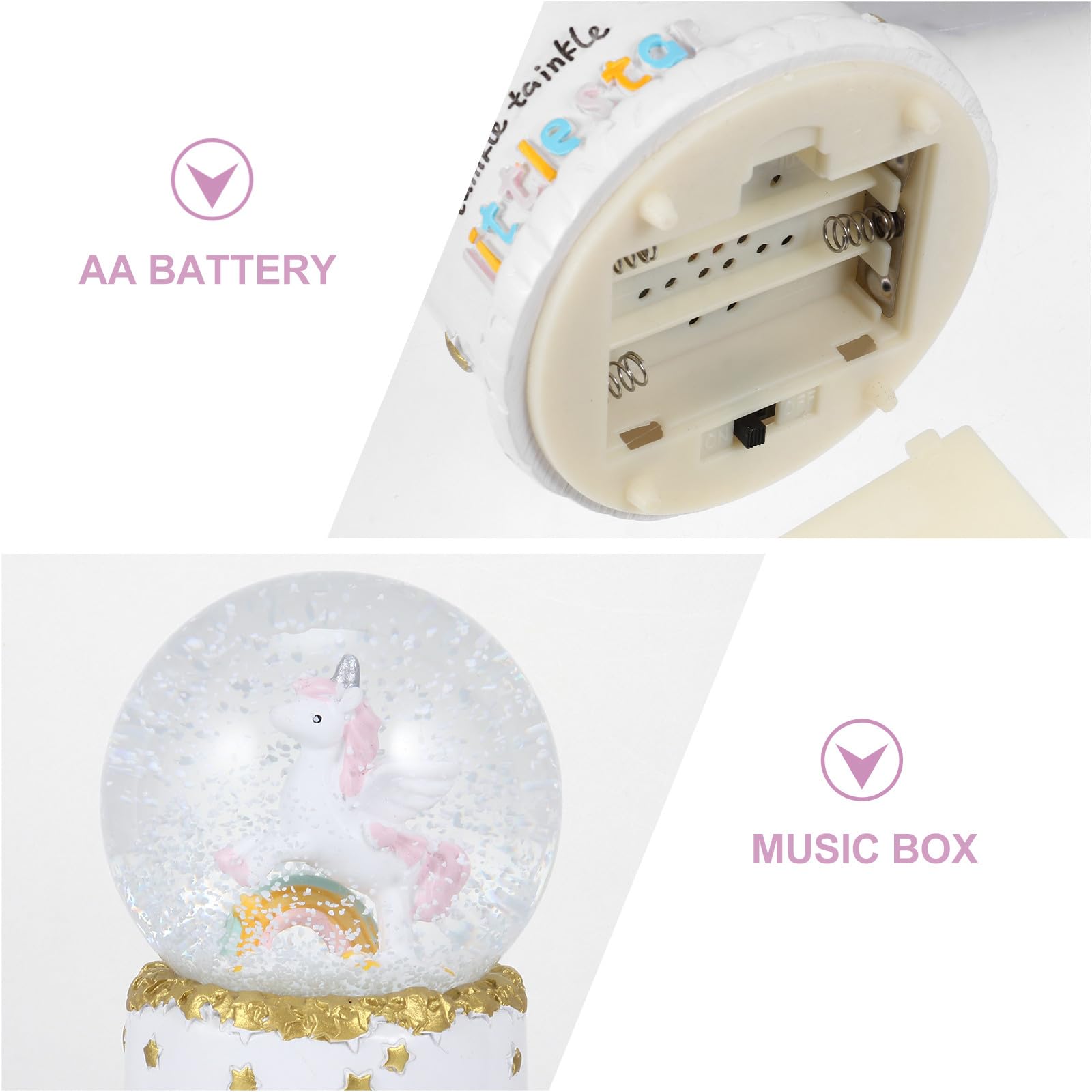 Cabilock Music Box Crystal Ball in Resina e Vetro per Decorazione | Uso in Studio e Casa, Luce Notturna, 3 Batterie Aa Non Incluse, Finitura Elegante e Lavorazione Curata