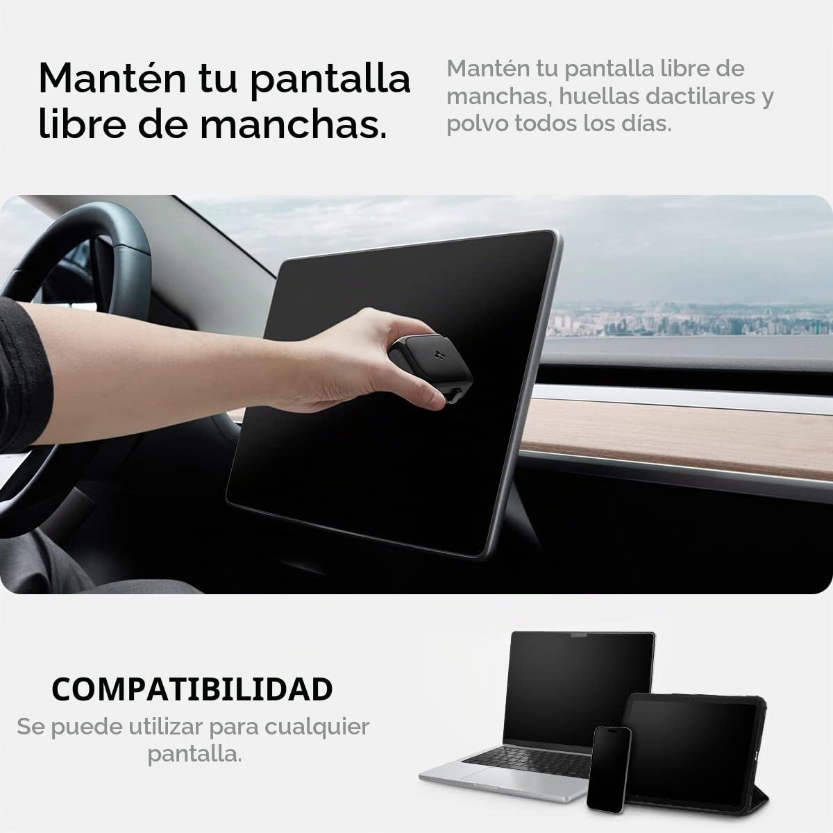 Limpiador de Pantalla Spigen EZ Slide & Brush diseñado para Tesla Cleaner y Todas Las Pantallas, teléfonos, computadoras portátiles, tabletas, Autos EV, no Necesita solución