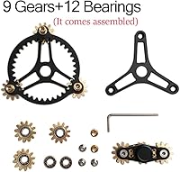 Vista 4 de Fidget spinner de latón puro, conexión por engranajes, juguete giratorio de metal, para montarlo tú mismo, spinner manual, gira por largo tiempo