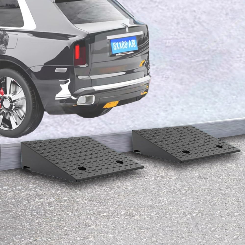 Rampa krawężnikowa, rampa podjazdowa, 2 szt. wytrzymałych ramp załadunkowych do samochodów, magazynowych(H 20 CM/8")