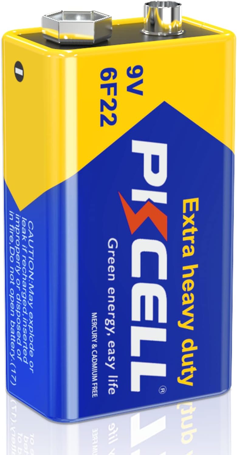 PKCELL 1Count 9 Volt Batteries,Carbon 9V Battery 6F22 for