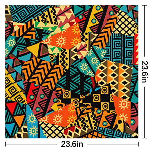 Colored African Motifs Square Silk Hair Scarf for Women, Lightweight Summer Head Scarf for Girls Wedding Travel Yoga Handkerchief Shawl Sunscreen Scarves Hair Accessories 23.6 Inches2