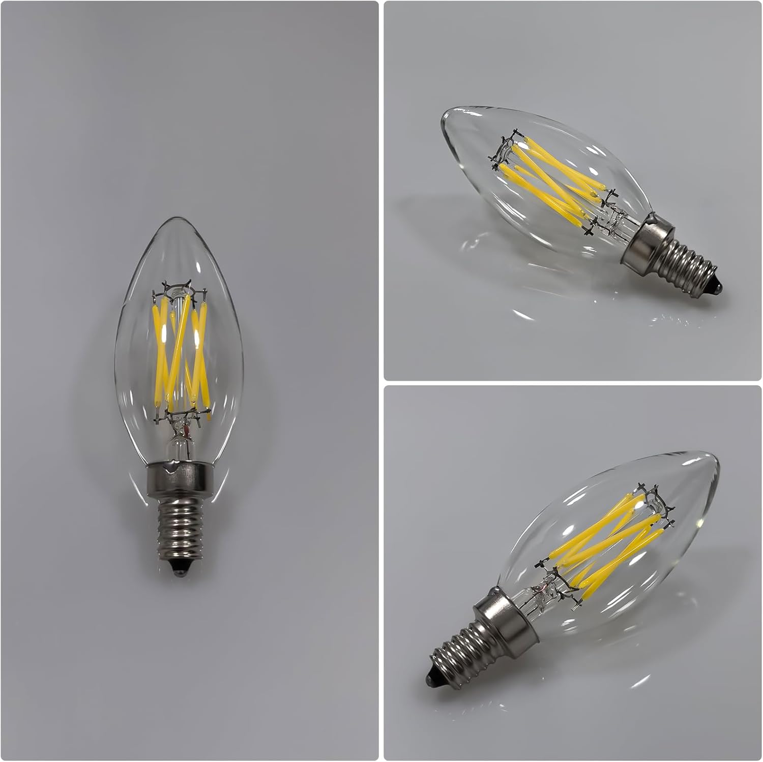 Type B/B11 E12 LED Filament Bulb, 6W/60W Equivalent 5000K Cool White – Clear Glass, Dimmable, Ideal for Chandeliers, Ceiling Fans & Modern Lighting, 6-Pack