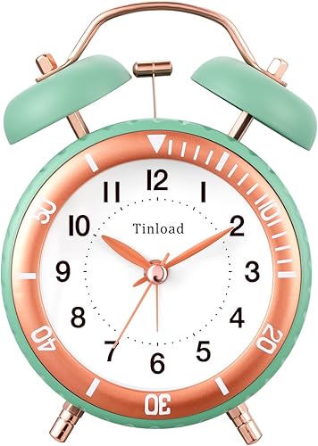 Miniatura 1 de Reloj despertador para personas que duermen con mucha fuerza, reloj despertador analógico retro, silencioso, sin tictac, con luz manual, pequeño
