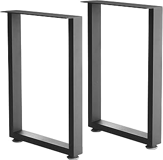 Metal Table Legs Heavy Duty Square Tube Desk Frame Industrial Dining/Coffee/Computer Table Legs, Set of 2(Rectangular, 16 inch)