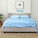 AMAY 100% Egyptian Cotton 500 Thread Count Sheet Set fits Upto 10-12 Inches Deep Pocket Queen Size, Light Blue Solid (Fitted Sheet, Flat Sheet, Pillow Cases)