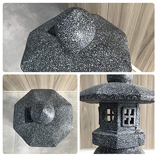 Oushuai Pagoda Garden Statue Solar Powered Flickering Led Garden Decor Pagoda Light Asian Lantern Outdoor Decorations Home Tranquil Resin Waterproof Decor Lawn Yard #TOP2