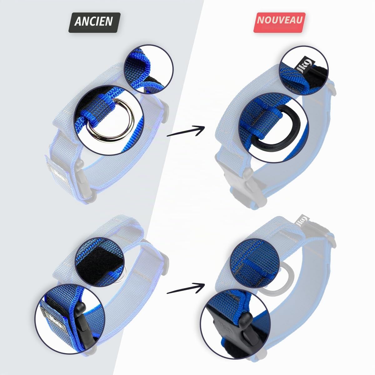JULIUS K-9, 100HA-K-15-P Collier K9 Couleur et Gris avec poignée, verrou de sécurité et Logo, 40 mm* 38-53 cm, réglable, Noir-Gris,