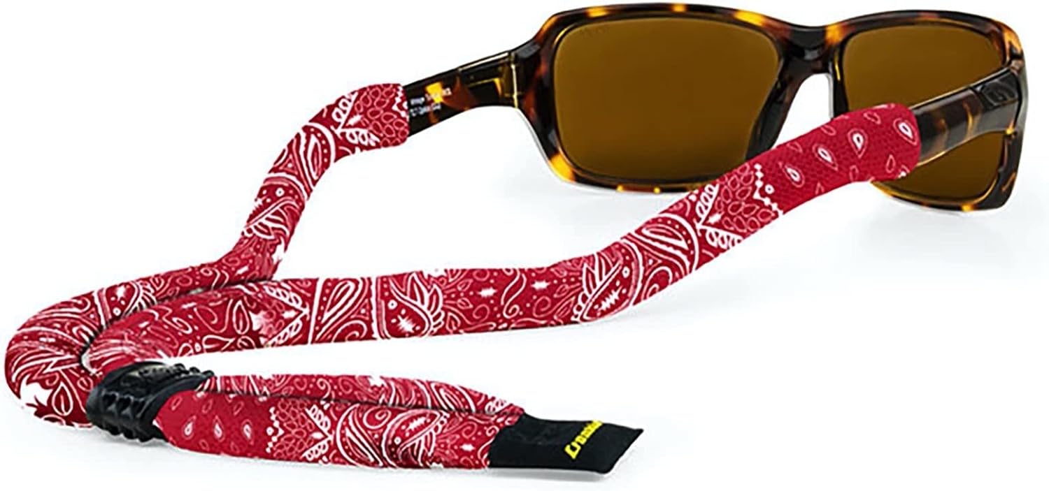 Croakies Suiters Glasses Strap, Bandana Red | safety-eyewear-retainers