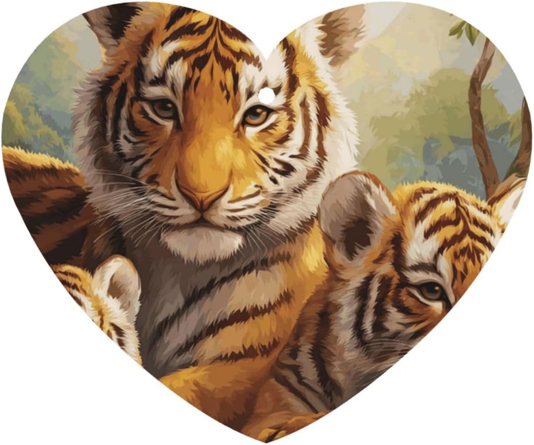 Car Air Freshener 24 PCS Jungle Tigers Cub Hanging Car Air Fresheners Auto Interior Decor Card Freshener Strong Scented Card Lavender Cars Scents for Office Bedroom Close Drawer Heart Shape
