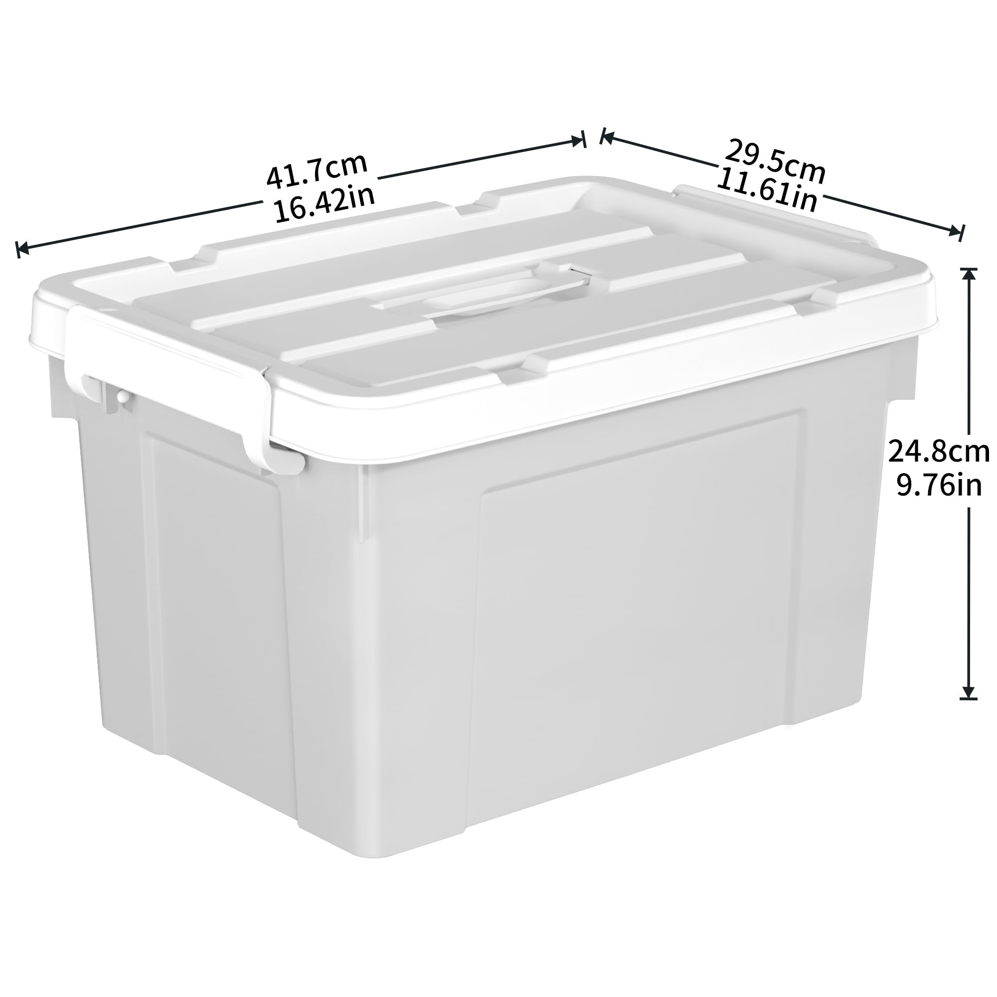 Cetomo 20L*6 Scatole di Stoccaggio in Plastica, Scatole Portaoggetti con Coperchio, Organizzatore con Manico, Contenitori per Casa e Ufficio, Impilabile, Resistente, Grigio, 20L - Confezione da 6