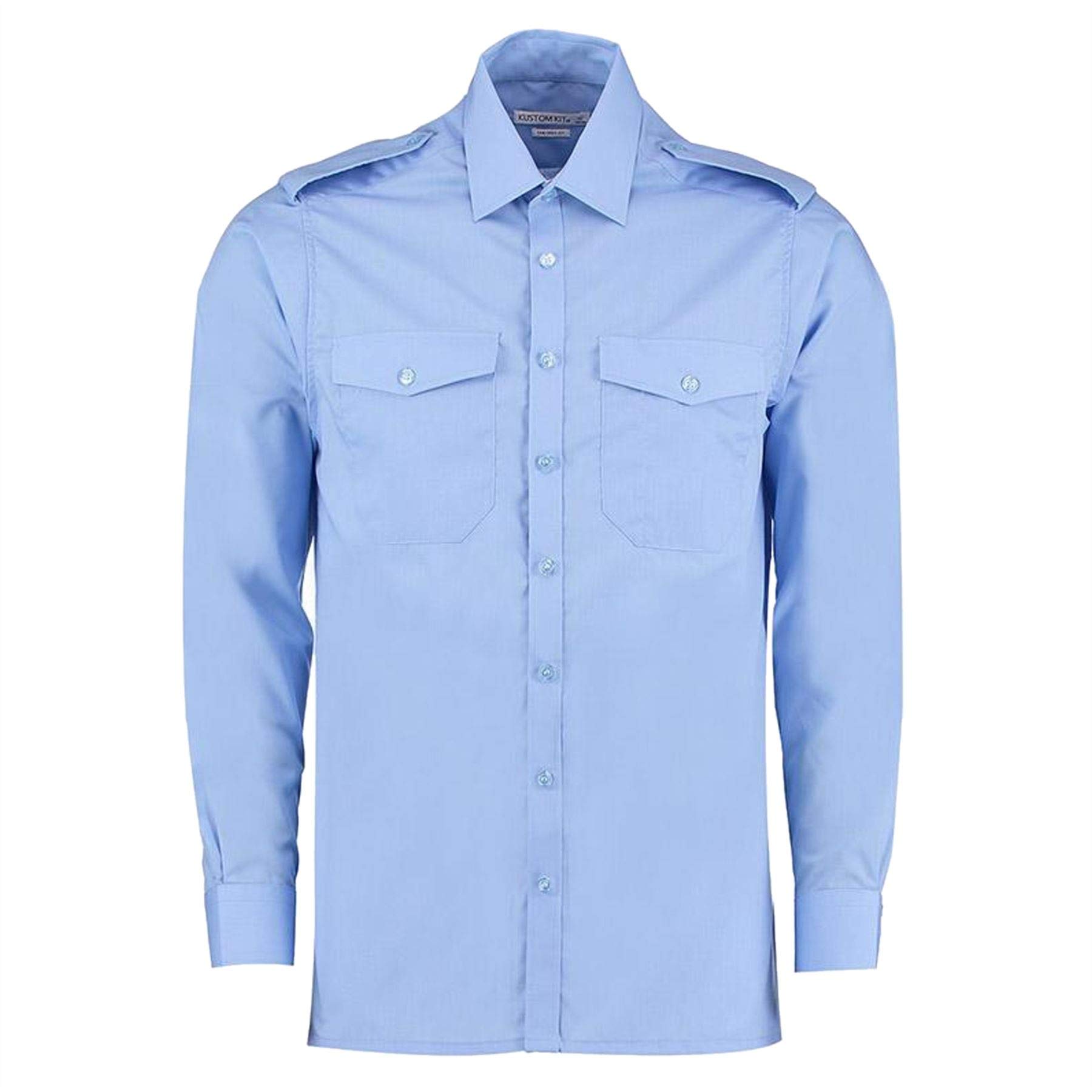 ORN Mens Pilot Shirt Plain Office Work Formal Smart Security Military Epaulettes