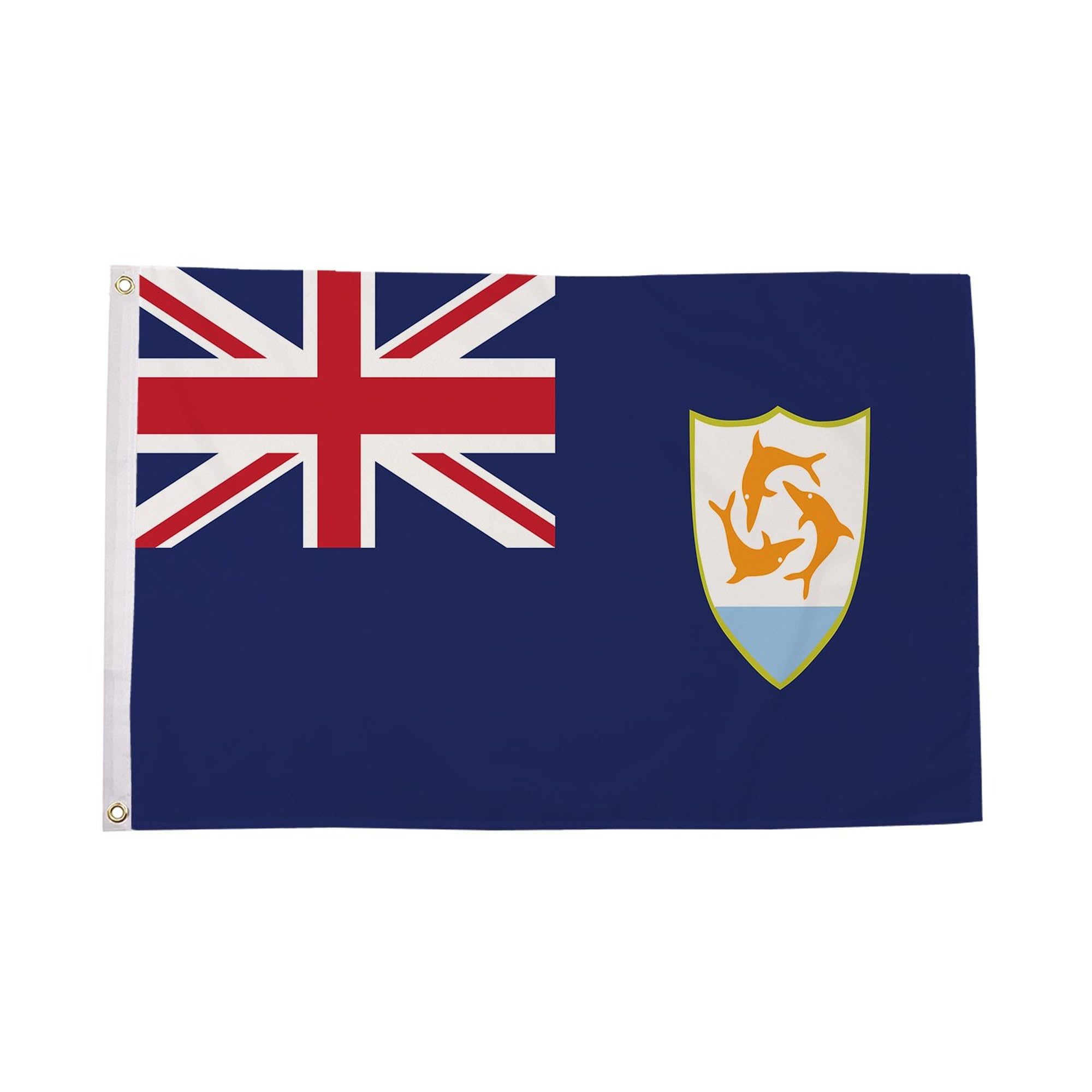 Flagtex Anguilla Flag 3ft x 2ft British Territory Flag Blue White Orange Dolphin Turquoise Premium Polyester Brass Grommets Double Stitched 90cm x 60cm Indoor Outdoor Banner Decoration — image 1