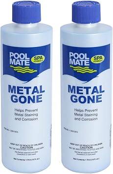 Pool Mate 1-Pint 2-Pack معدن ذهب لأحواض الاستحمام الساخنة، يمنع تلطيخ المعادن، صنع في الولايات المتحدة الأمريكية
