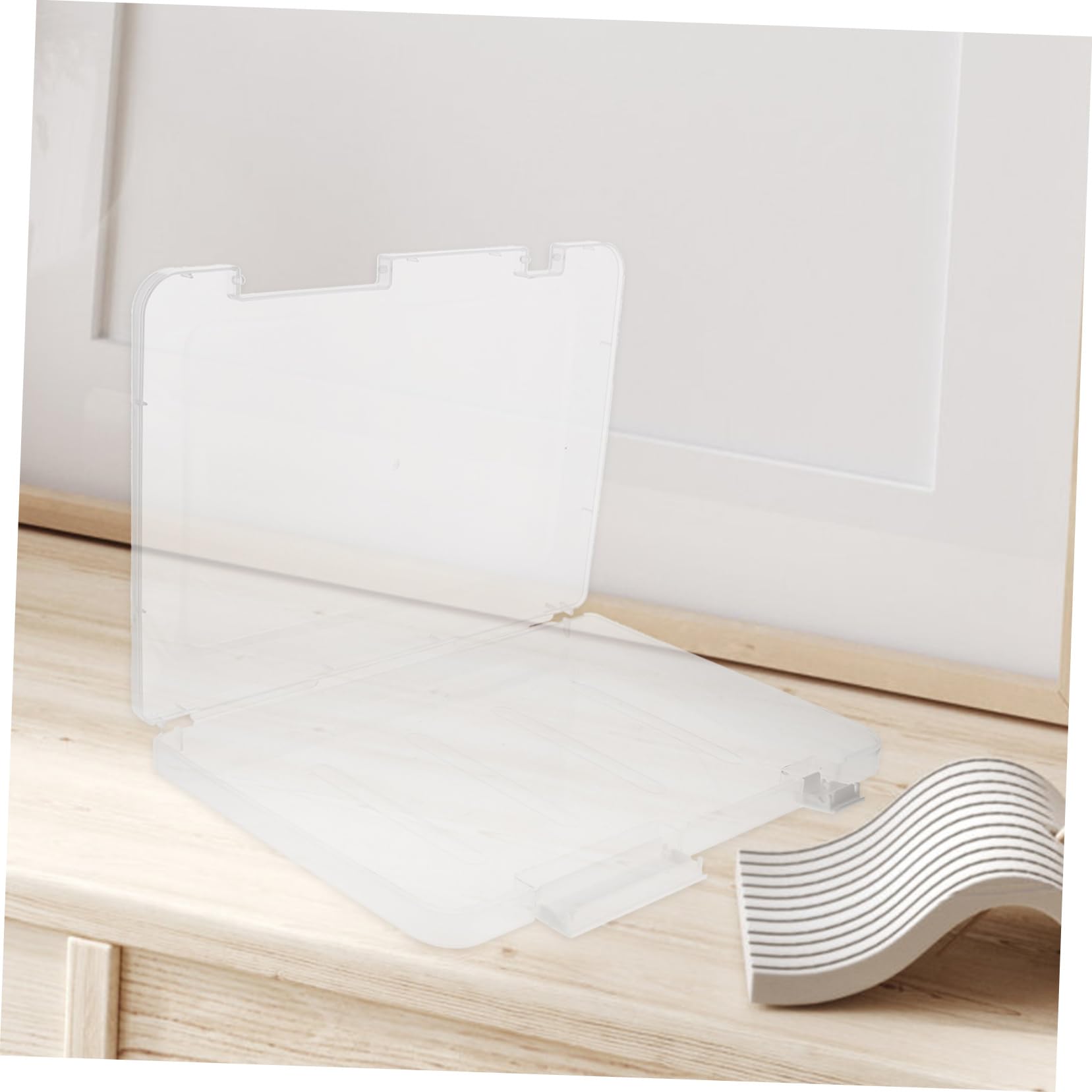 Caja Organizadora de Plástico Blanco para Almacenamiento de Documentos A4 Tapa, Capacidad Grande y Diseño Portátil para Oficina y Escuela, Pack de 4 Unidades