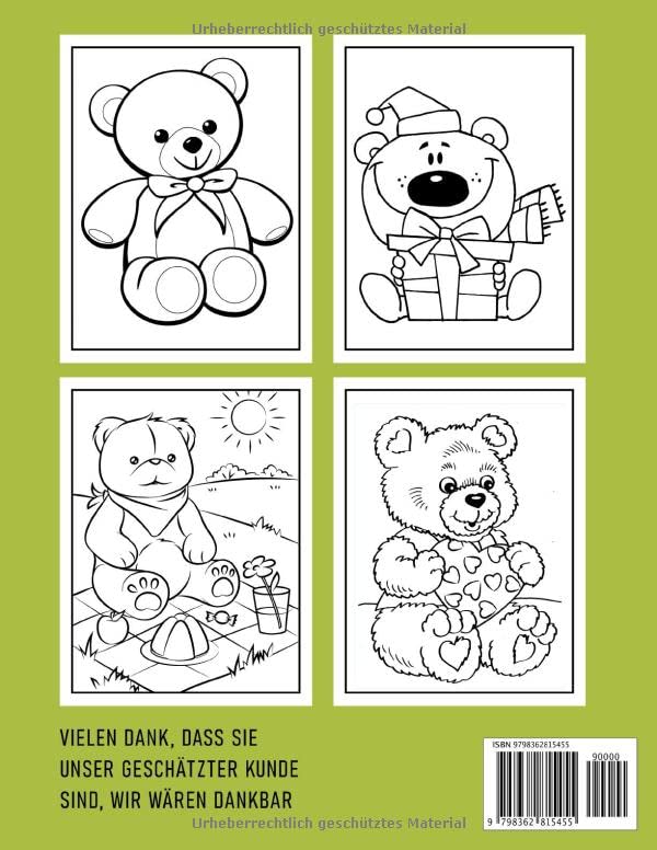 Süßes Bären Malbuch für Kinder: Enthält 30 exklusive Bären-Malvorlagen im | Geschenke für Ihre Süßen zum Ausmalen und Spaß haben