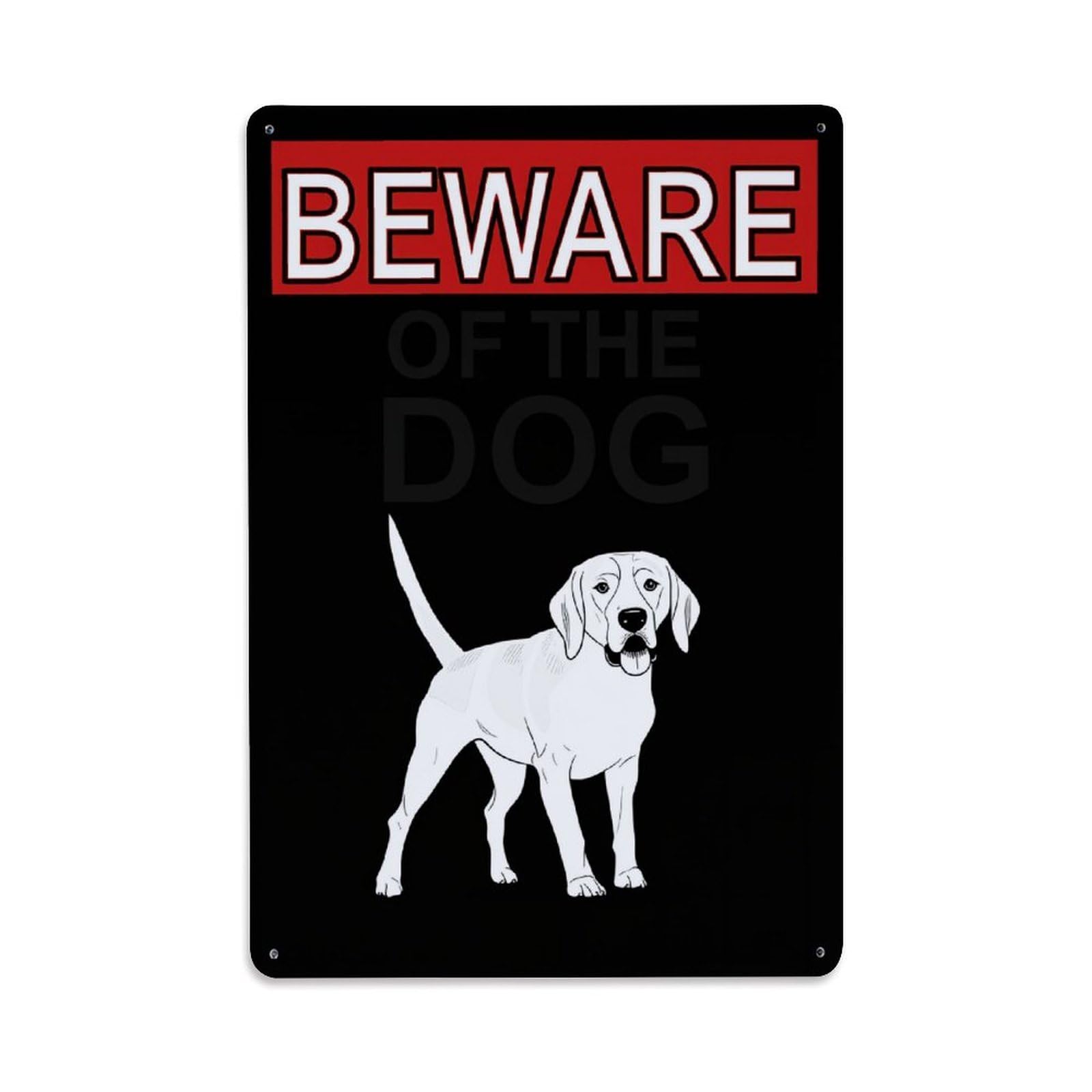 Enderetf Vintage Beware Of The Dog Sign Tin Sign Metal Poster, Home Bar Garage Man Cave Cafe Indoor & Outdoor Wall Decoration 8X12inches