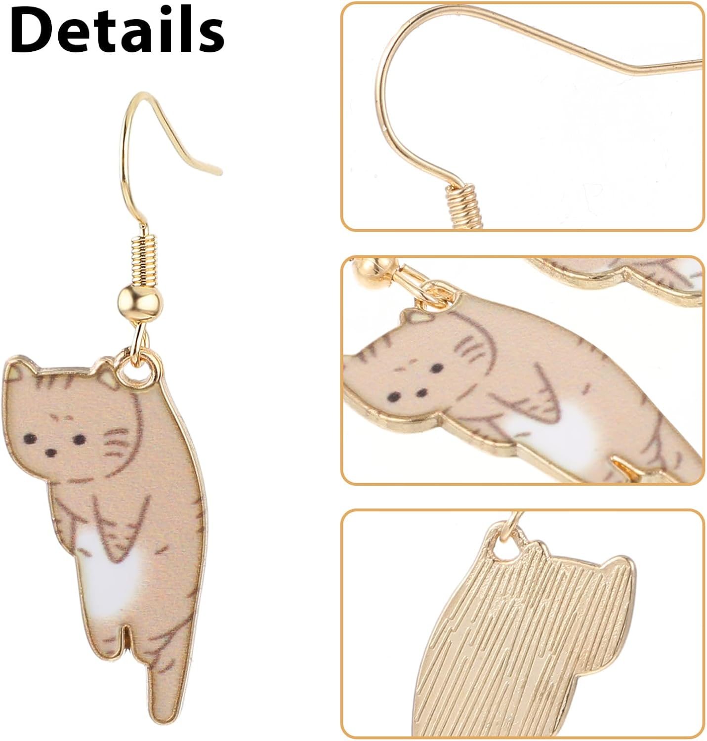 6 Pairs Cute Cat Earrings for Women Colored Kitty Cat Earrings Alloy Drop Dangle Fun Anime Animal Earring Aesthetic Funny Cartoon Jewelry Gifts - Image 3
