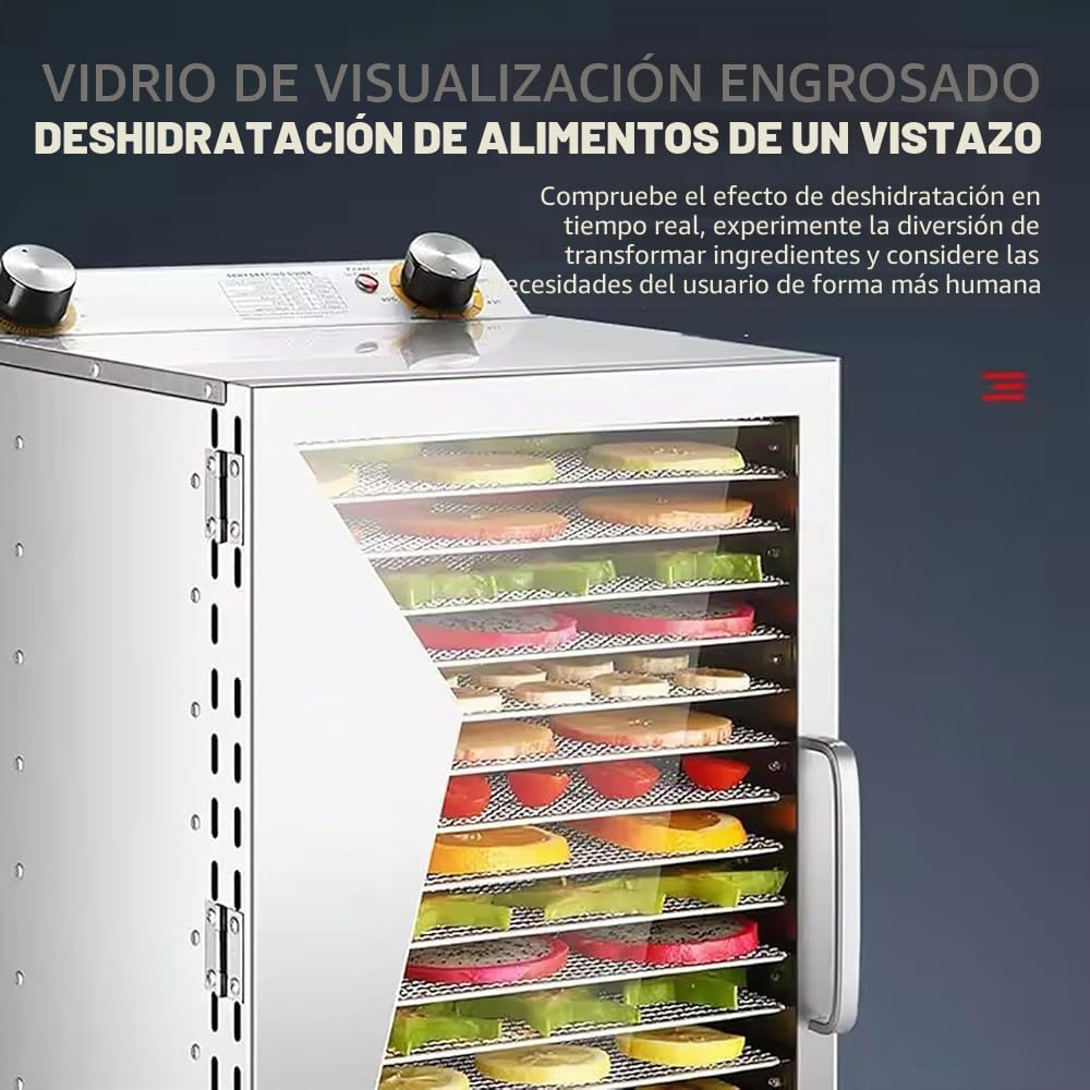 Máquina liofilizadora con temporizador y temperatura ajustables, ventilador de 360° para un secado eficiente, ideal para conservar frutas, verduras, carne y mariscos