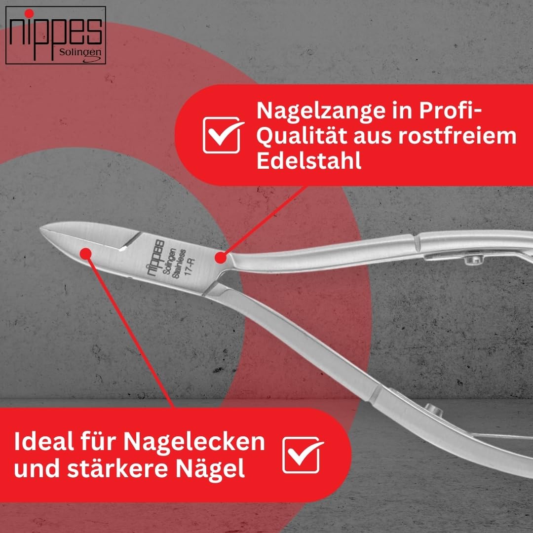 nippes Solingen Szczypce narożne do paznokci 13 cm, stal niklowana, profesjonalne cążki do pielęgnacji stóp, wyprodukowane w Niemczech, srebrne, 1 sztuka