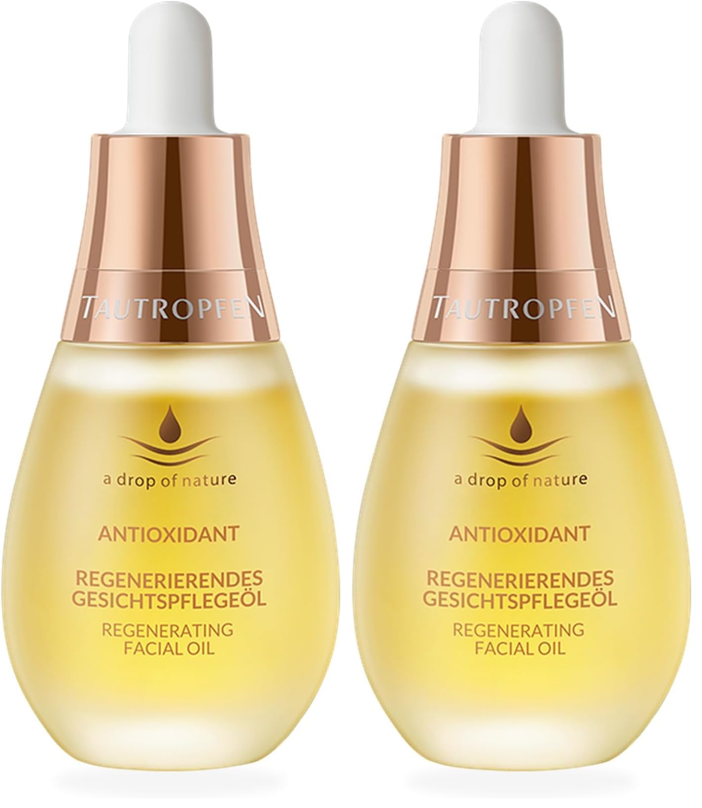 TAUTROPFEN Naturkosmetik Regenerierendes Gesichtspflegeöl (35 ml), leichte Textur, schnell einziehend, mit Coenzym Q10 & Amaranth Öl, Anti-Aging Gesichtsöl für alle Hauttypen (Packung mit 2)