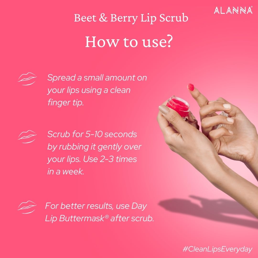 ALANNA Day Lip ButterMask & Beet and Berry Lip Scrub | For Dark & Dry Lips | For Dark Pigmented Lips - Image 8 thumbnail