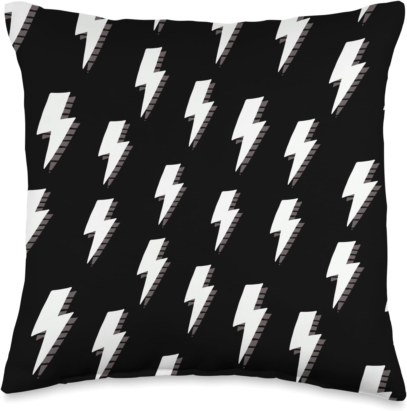 Black and White Lightning Bolt Pattern Cute Trendy Throw Pillow