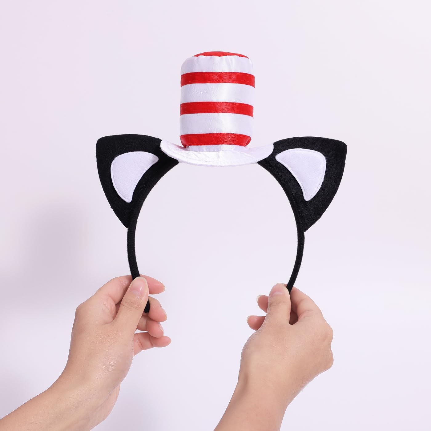 Cat Ears Headband with Hat and Bow Tie Set,Red and White Hat Headwear Cat Costume Accessorie Halloween Cosplay - Image 6