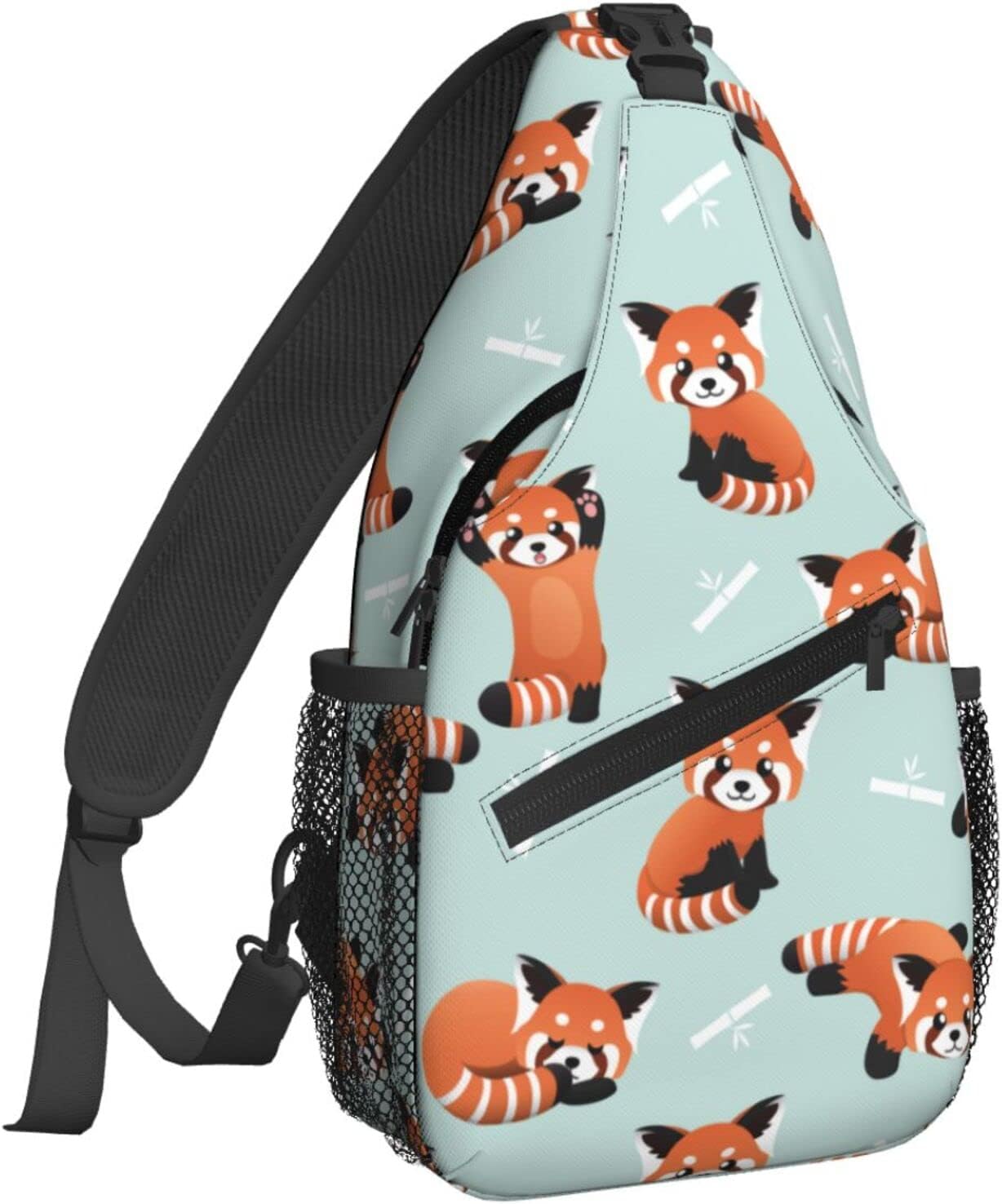 red cute panda sling bag for women crossbody shoulder bag casual daypack backpacks men chest bag gym cycling travel hiking