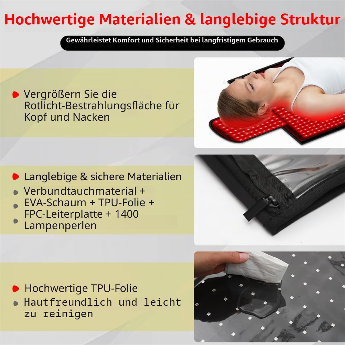 Rotlichtmatte Ganzkörper 215×85 cm – Infrarotmatte mit 1480 LEDs