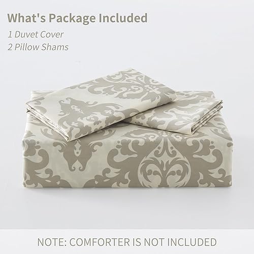 Vista 72 de PERHOM Funda de edredón azul Queen – Funda de edredón de damasco de cachemira tamaño Queen, juego de funda de edredón de 3 piezas, 100% algodón